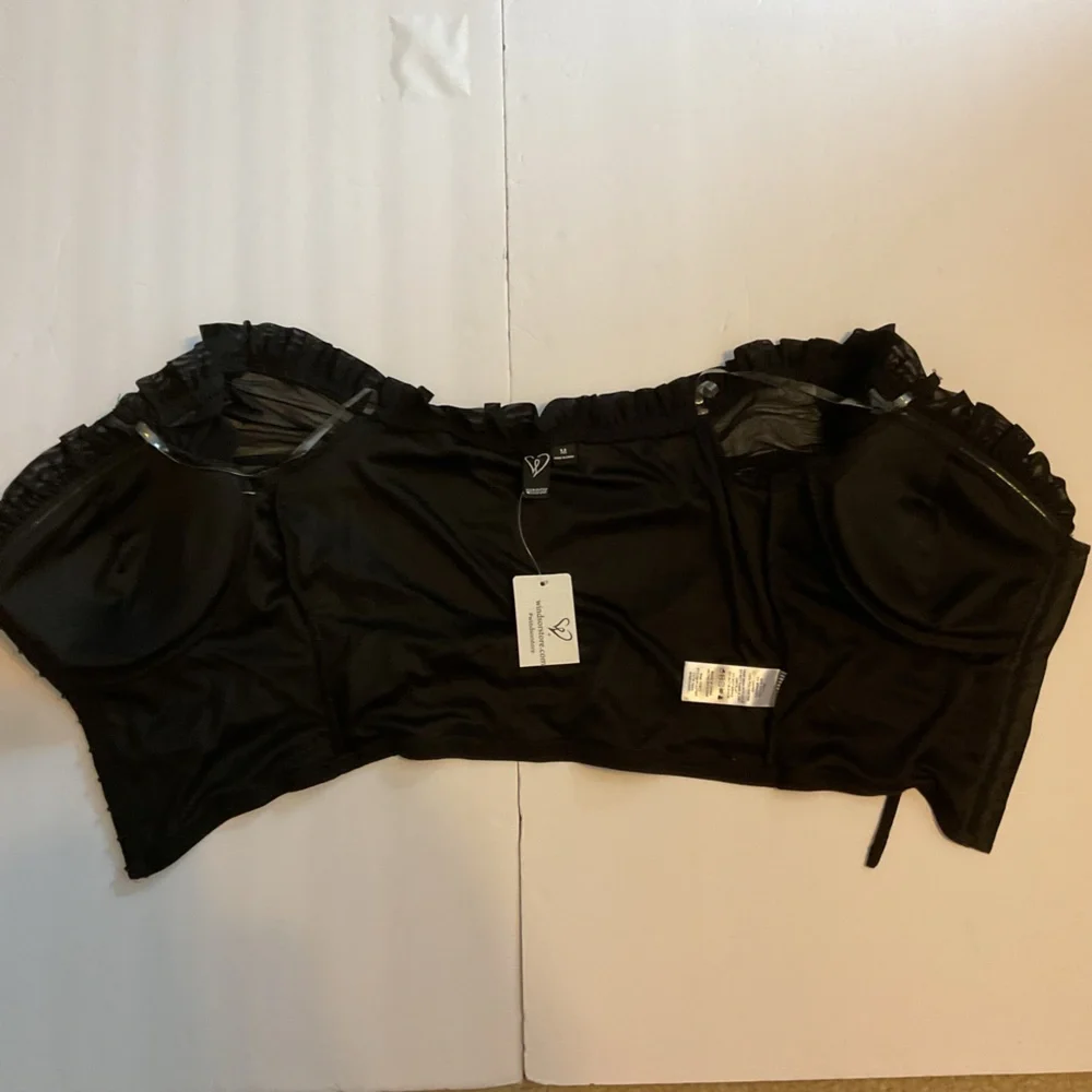 Corset Ruched Grunge Fairy Sheer Sleeve Milkmaid Dark Coquette Whimsigoth Goth M - Picture 9 of 16